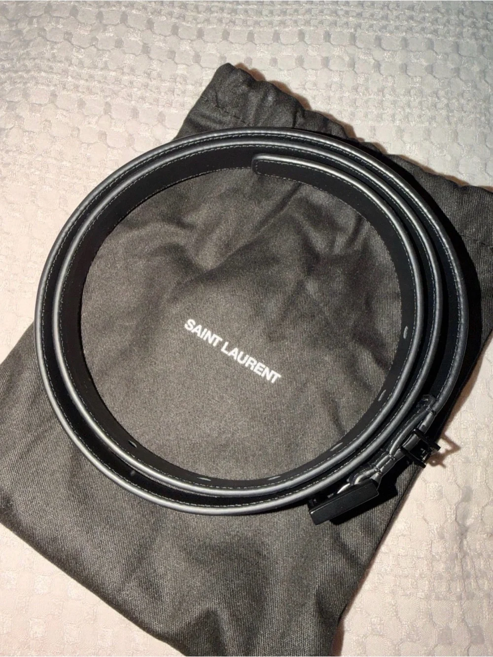 Saint Laurent Black Leather Women’s Belt with Matte Black YSL Hardware